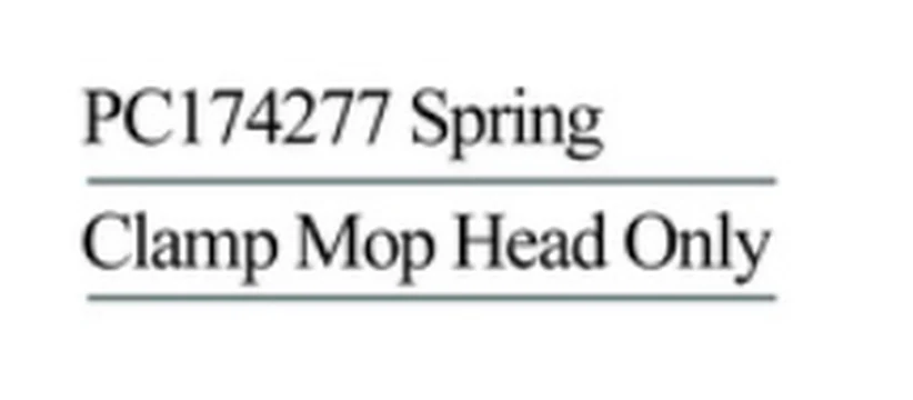 Specification sheet for Spring Clamp Mop Head Only showing catalogue codes, sizes and ratings