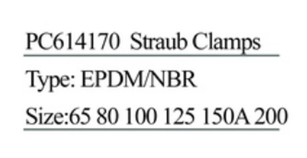 Specification sheet for Straub Clamps showing catalogue codes, sizes and ratings