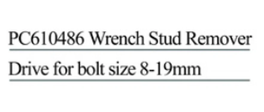 Specification sheet for Stud Remover Wrenches showing catalogue codes, sizes and ratings