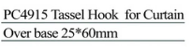 Specification sheet for Tassel Hooks for Curtain showing catalogue codes, sizes and ratings