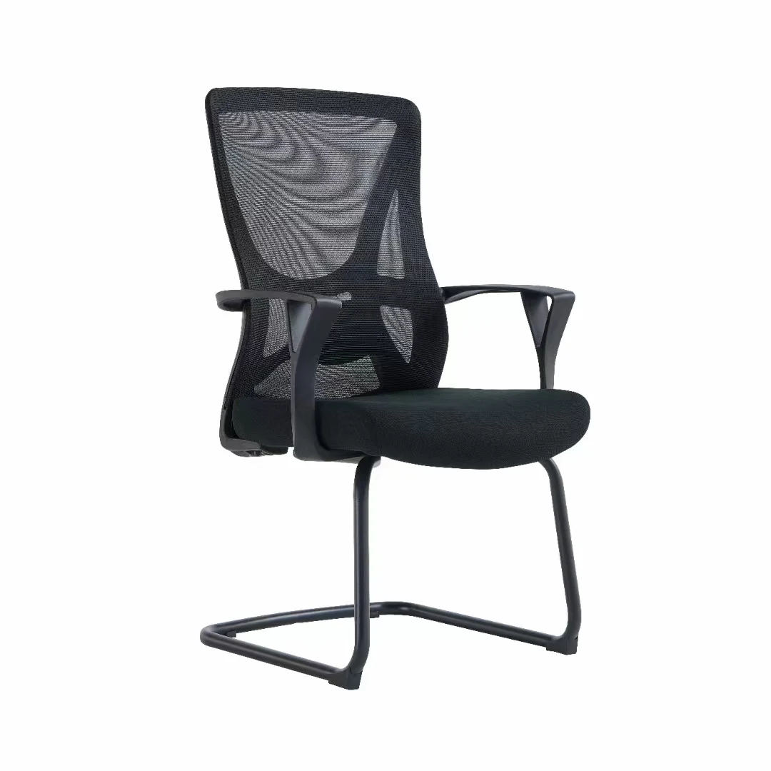 Affordable Price Swivel Chair Mesh Comfortable Middle Back Visitor Computer Chair - Black Mesh Padded Arms main view