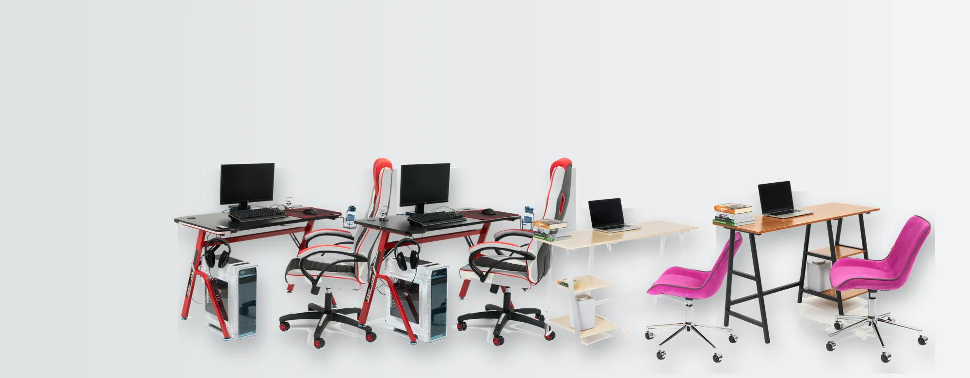Duolisi computer tables and gaming desks with wooden tops and powder coated steel frames