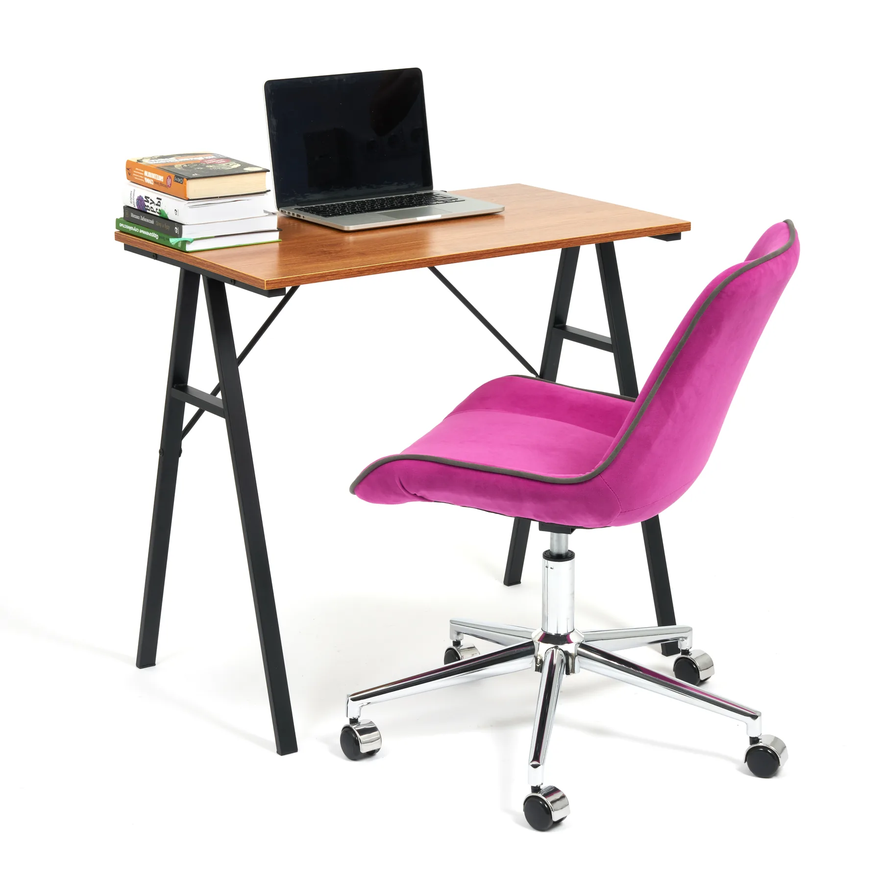 Home Office Furniture Simple Design Wooden Top Computer Working Table (TD-1902B) - Black Frame Walnut Top main view