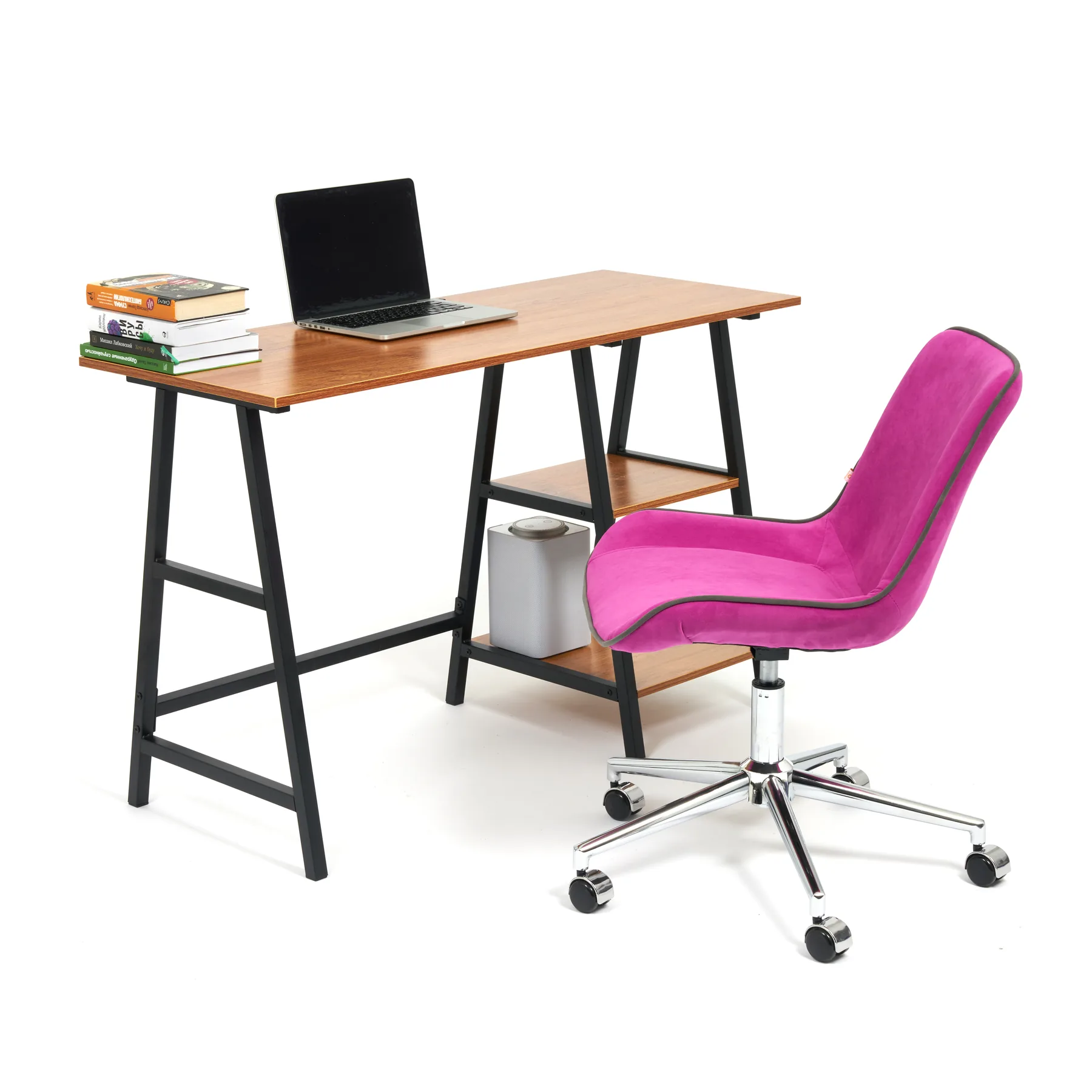 Home Office Furniture Simple Design Wooden Top Computer Working Table (TD-1923) - Black Frame Walnut Top main view