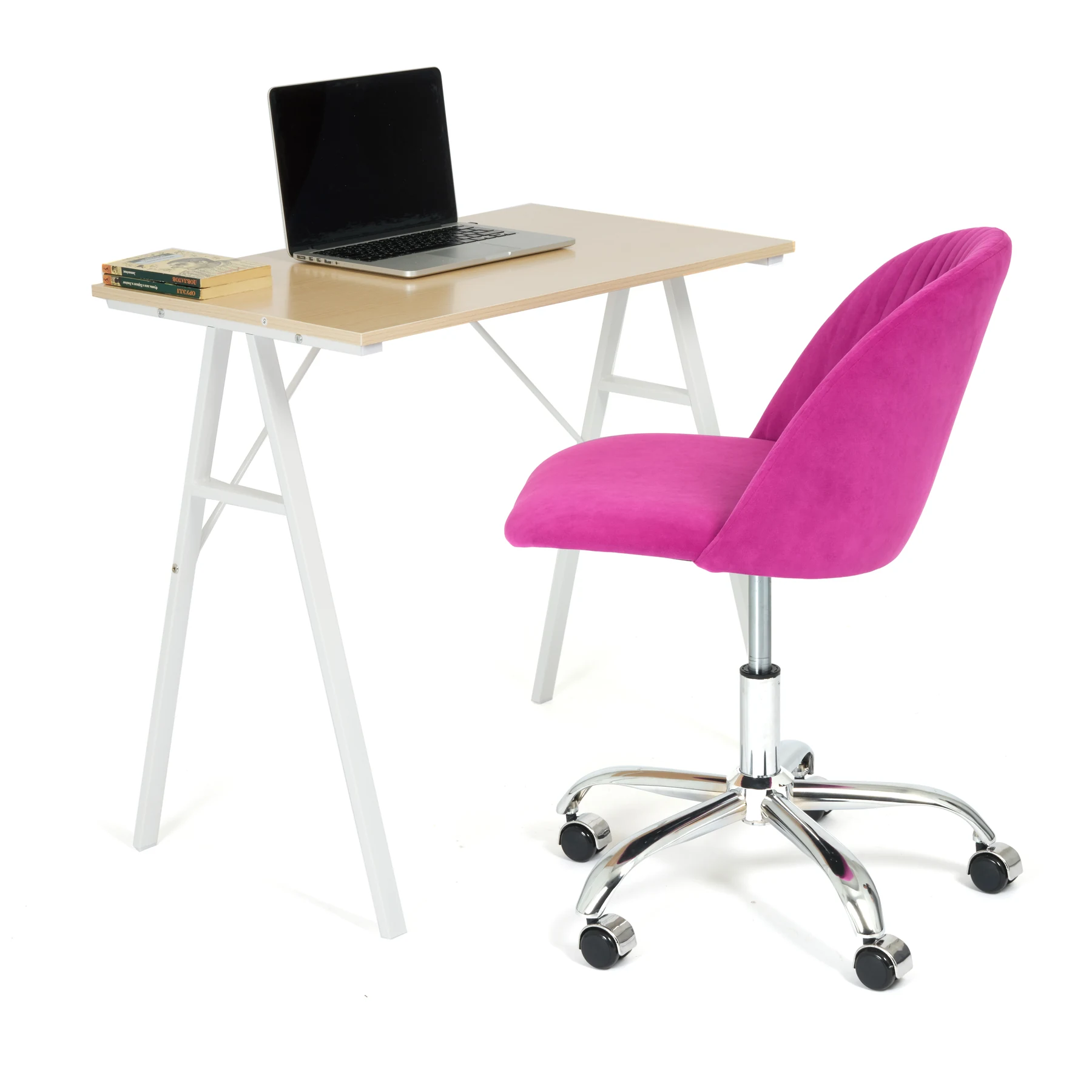 Home Office Furniture Simple Design Wooden Top Computer Working Table (TD-1902B) - White Frame Oak Top main view