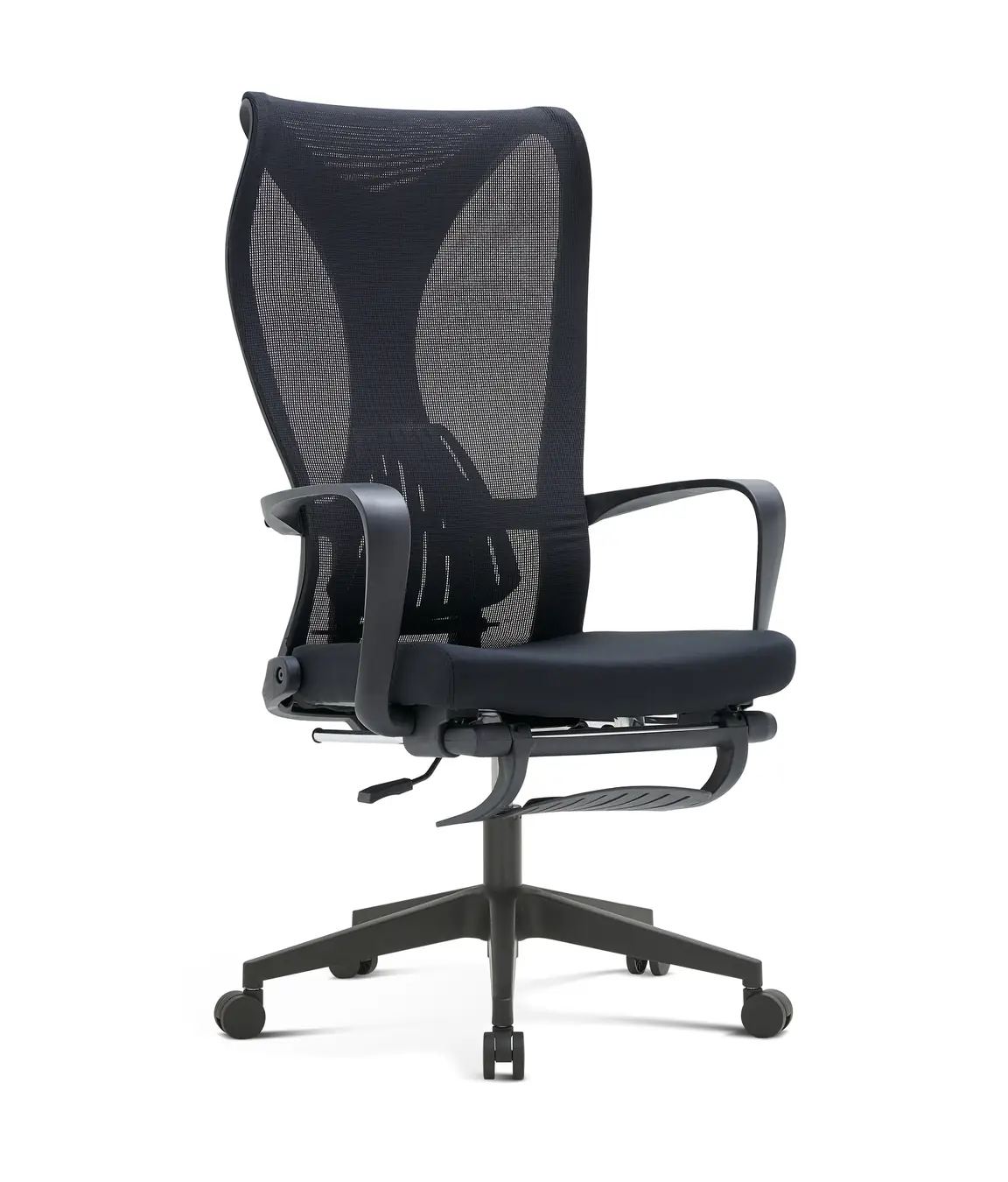 Middle Back Task Computer Home Office Chair Mesh Swivel Office Visitor Chair with Footrest - Black Mesh Chromed Base main view