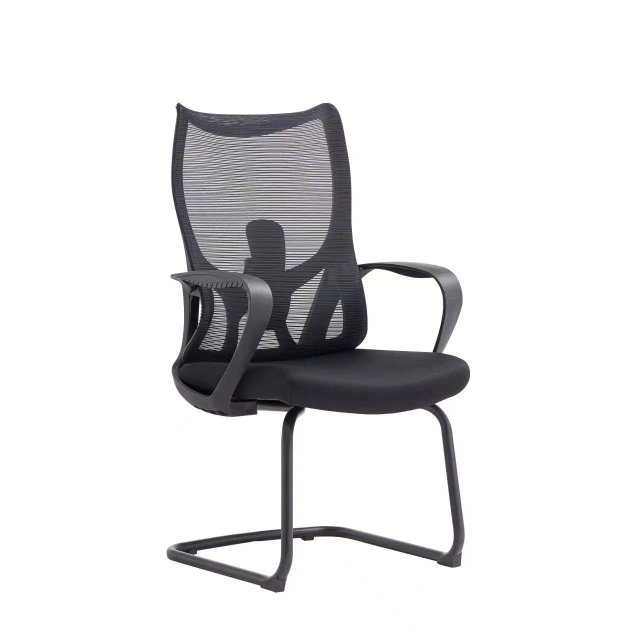 New Style Middle Back Adjustable Comfort Office Chair Mesh Ergonomic Visitor Meeting Chair - Black Mesh Grey Sled main view