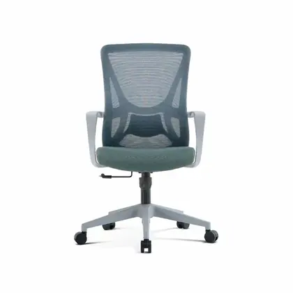Affordable Price Swivel Chair Mesh Comfortable Middle Back Task Office Chair - Teal Seat Grey Frame view 2