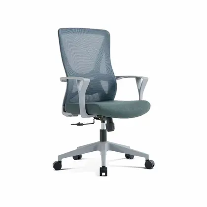 Affordable Price Swivel Chair Mesh Comfortable Middle Back Task Office Chair - Teal Seat Grey Frame