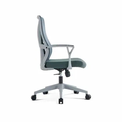 Affordable Price Swivel Chair Mesh Comfortable Middle Back Task Office Chair - Teal Seat Grey Frame view 3