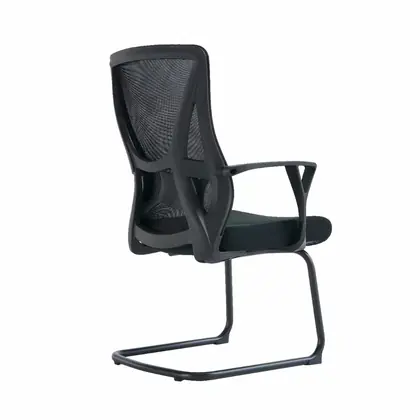 Affordable Price Swivel Chair Mesh Comfortable Middle Back Visitor Computer Chair - Black Mesh Padded Arms view 4