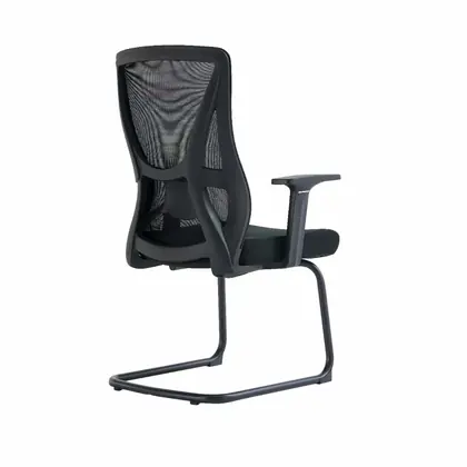 Affordable Price Swivel Chair Mesh Comfortable Middle Back Visitor Computer Chair - Black Mesh Padded Arms view 3