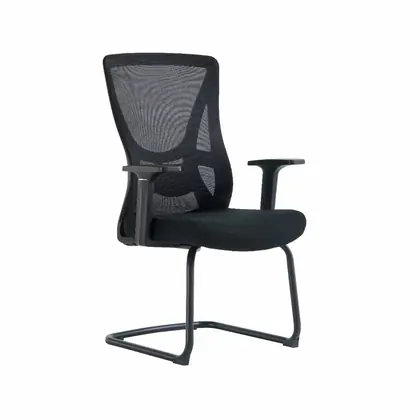 Affordable Price Swivel Chair Mesh Comfortable Middle Back Visitor Computer Chair - Black Mesh Loop Arms