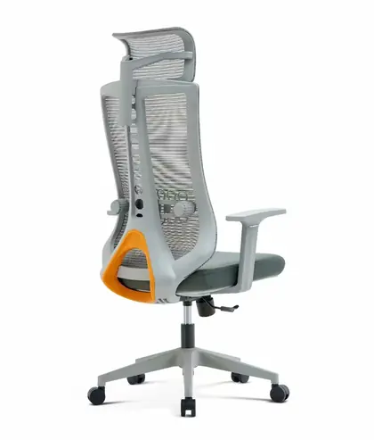 Executive Swivel Chair Mesh Comfortable High Back Luxury Ergonomic Office Chair (2210 Series) - Grey Mesh White Frame view 4
