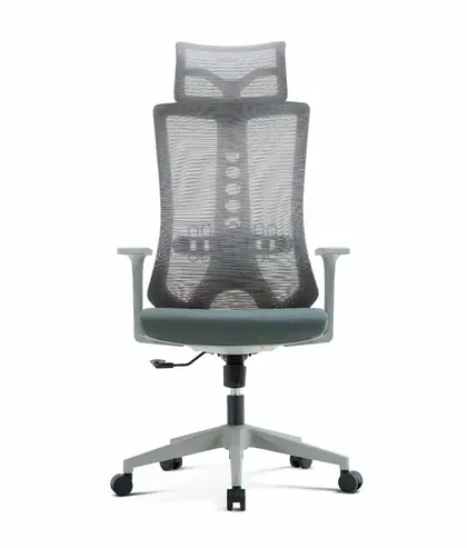 Executive Swivel Chair Mesh Comfortable High Back Luxury Ergonomic Office Chair (2210 Series) - Grey Mesh White Frame view 2