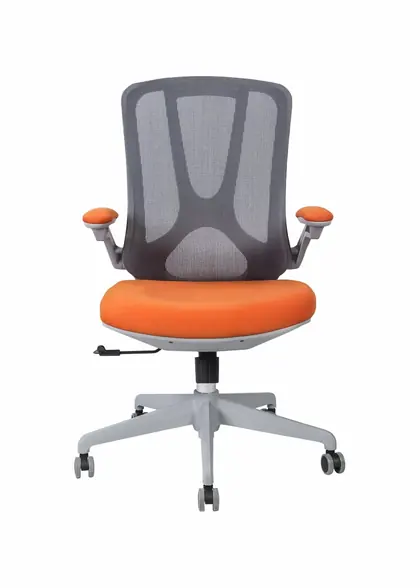 High Quality New Design Modern Mesh Reclining Ergonomic Office Chair - Orange Seat Grey Mesh view 2