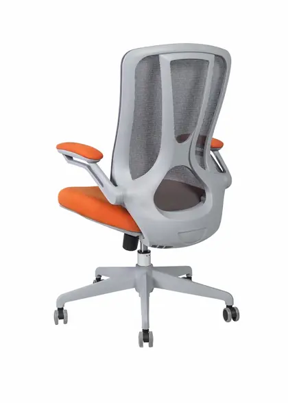 High Quality New Design Modern Mesh Reclining Ergonomic Office Chair - Orange Seat Grey Mesh view 5