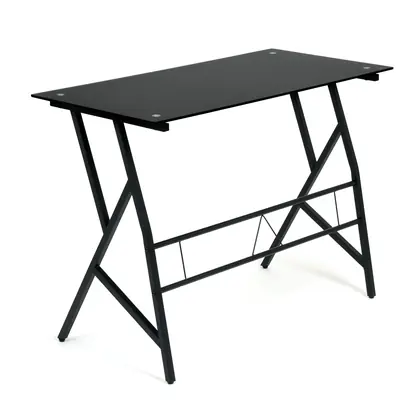 Home Office Furniture Glass Top Computer Working Table (CD-8337) - Black Frame Glass Top