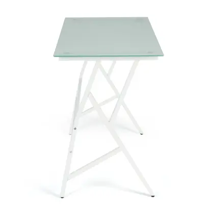 Home Office Furniture Glass Top Computer Working Table (CD-8337) - White Frame Glass Top view 4