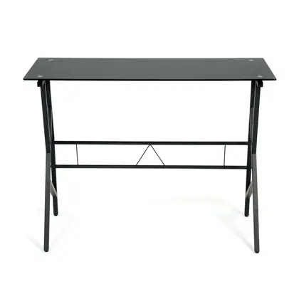 Home Office Furniture Glass Top Computer Working Table (CD-8337) - Black Frame Glass Top view 2