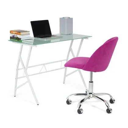 Home Office Furniture Glass Top Computer Working Table (CD-8337) - White Frame Glass Top