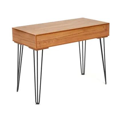 Home Office Furniture Simple Design Wooden Top Computer Working Table (TD-2003) - Black Frame Walnut Top view 4