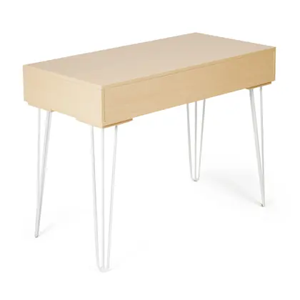 Home Office Furniture Simple Design Wooden Top Computer Working Table (TD-2003) - White Frame Oak Top view 4