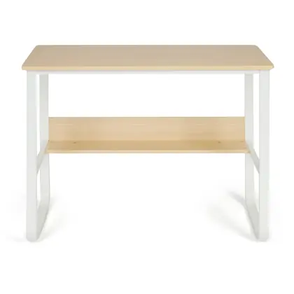 Home Office Furniture Simple Design Wooden Top Computer Working Table (TD-1933) - White Frame Oak Top view 3