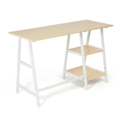 Home Office Furniture Simple Design Wooden Top Computer Working Table (TD-1923) - White Frame Oak Top view 2