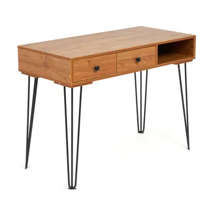 Home Office Furniture Simple Design Wooden Top Computer Working Table (TD-2003) - Black Frame Walnut Top view 2