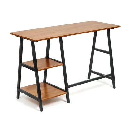 Home Office Furniture Simple Design Wooden Top Computer Working Table (TD-1923) - Black Frame Walnut Top view 2