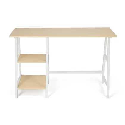 Home Office Furniture Simple Design Wooden Top Computer Working Table (TD-1923) - White Frame Oak Top view 3