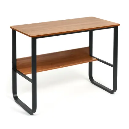 Home Office Furniture Simple Design Wooden Top Computer Working Table (TD-1933) - Black Frame Walnut Top view 2