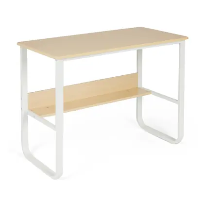 Home Office Furniture Simple Design Wooden Top Computer Working Table (TD-1933) - White Frame Oak Top view 2