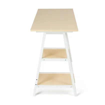 Home Office Furniture Simple Design Wooden Top Computer Working Table (TD-1923) - White Frame Oak Top view 4