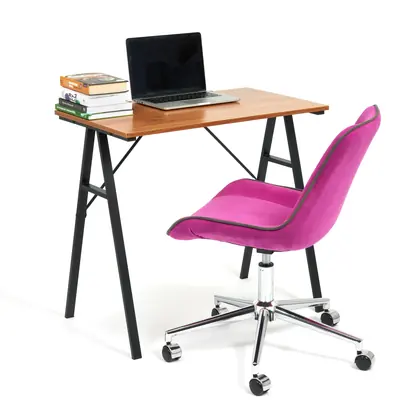 Home Office Furniture Simple Design Wooden Top Computer Working Table (TD-1902B) - Black Frame Walnut Top