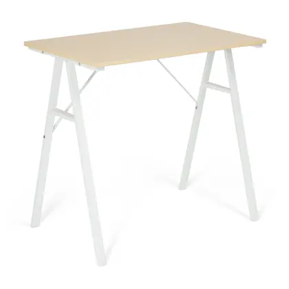 Home Office Furniture Simple Design Wooden Top Computer Working Table (TD-1902B) - White Frame Oak Top view 2