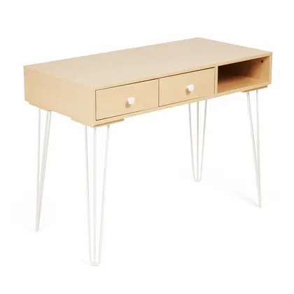 Home Office Furniture Simple Design Wooden Top Computer Working Table (TD-2003) - White Frame Oak Top view 2