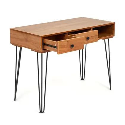 Home Office Furniture Simple Design Wooden Top Computer Working Table (TD-2003) - Black Frame Walnut Top view 3