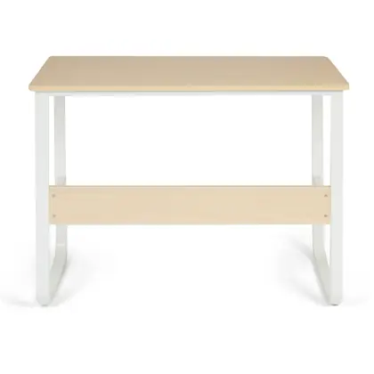 Home Office Furniture Simple Design Wooden Top Computer Working Table (TD-1933) - White Frame Oak Top view 4