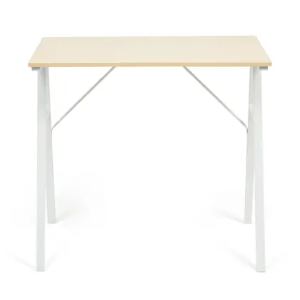 Home Office Furniture Simple Design Wooden Top Computer Working Table (TD-1902B) - White Frame Oak Top view 3