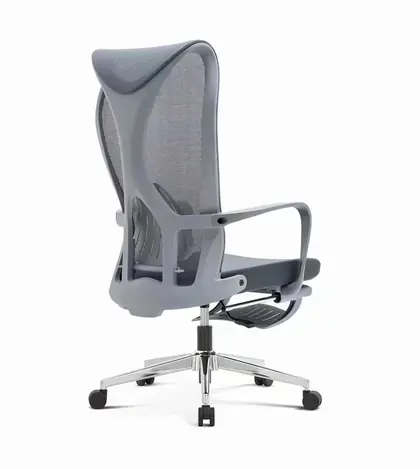 Middle Back Task Computer Home Office Chair Mesh Swivel Office Visitor Chair with Footrest - Grey Mesh Chromed Base view 4