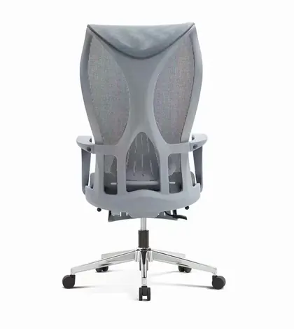 Middle Back Task Computer Home Office Chair Mesh Swivel Office Visitor Chair with Footrest - Grey Mesh Chromed Base view 5