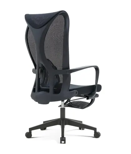 Middle Back Task Computer Home Office Chair Mesh Swivel Office Visitor Chair with Footrest - Black Mesh Chromed Base view 3