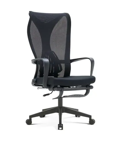 Middle Back Task Computer Home Office Chair Mesh Swivel Office Visitor Chair with Footrest - Black Mesh Chromed Base