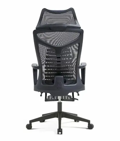 Middle Back Task Computer Home Office Chair Mesh Swivel Office Visitor Chair with Footrest - Black Mesh Nylon Base view 2