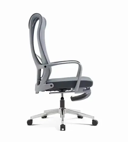 Middle Back Task Computer Home Office Chair Mesh Swivel Office Visitor Chair with Footrest - Grey Mesh Chromed Base view 3