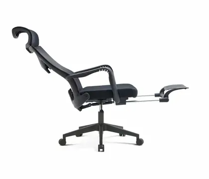 Middle Back Task Computer Home Office Chair Mesh Swivel Office Visitor Chair with Footrest - Black Mesh Nylon Base view 4