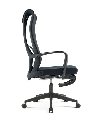 Middle Back Task Computer Home Office Chair Mesh Swivel Office Visitor Chair with Footrest - Black Mesh Chromed Base view 2