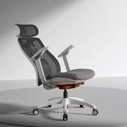 New Arrival Office Chairs Luxury Ergonomic Mesh Office Desk Chairs with Adjustable Armrest Office Work Chair (New Design Loke Series) - Grey Mesh view 4